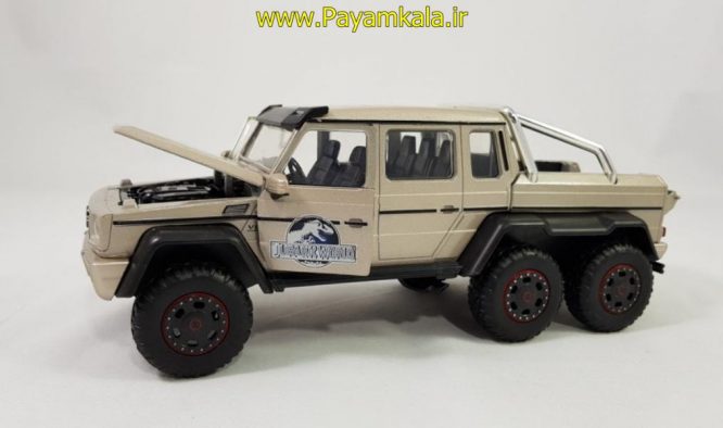 (JURASSIC WORLD) ماکت فلزی اسباب بازی مرسدس بنز بزرگ (1:24)(MERCEDES-BENZ G63 AMG 6X6) ساخت JADA بژ