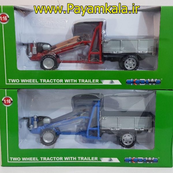 ماکت فلزی تیلر مزرعه (KDW 1:16 ) جعبه دار (TWO WHEEL TRACTOR WITH TRAILER)