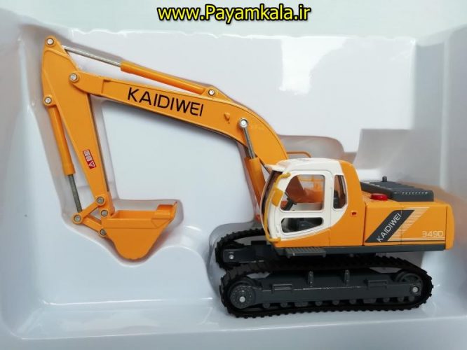 (تمام فلزی) اسباب بازی ماکت جعبه دار چراغدار+صدادار بیل مکانیکی (EXCAVATING MACHINERY BY KDW) مقیاس 1:40