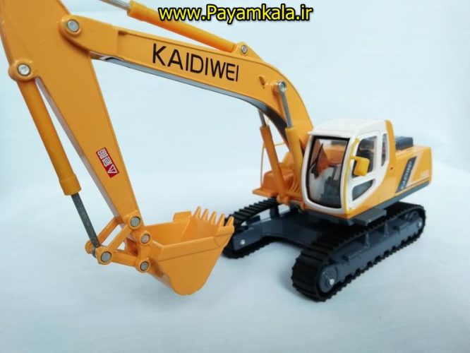 (تمام فلزی) اسباب بازی ماکت جعبه دار چراغدار+صدادار بیل مکانیکی (EXCAVATING MACHINERY BY KDW) مقیاس 1:40