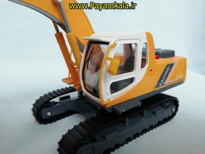 (تمام فلزی) اسباب بازی ماکت جعبه دار چراغدار+صدادار بیل مکانیکی (EXCAVATING MACHINERY BY KDW) مقیاس 1:40