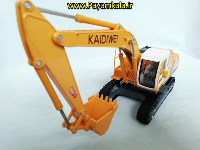 (تمام فلزی) اسباب بازی ماکت جعبه دار چراغدار+صدادار بیل مکانیکی (EXCAVATING MACHINERY BY KDW) مقیاس 1:40