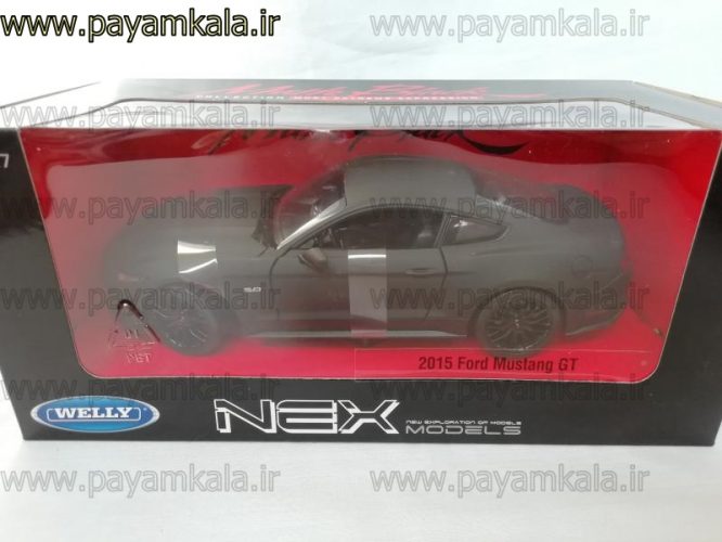 ماشین فلزی فورد موستانگ 1:24 (2015 FORD MUSTANG GT BY WELLY) کربنی