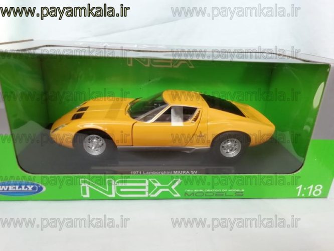 ماشین فلزی لامبورگینی میورا (1:18) (LAMBORGHINI MURA SV 1971 BY WELLY) زرد