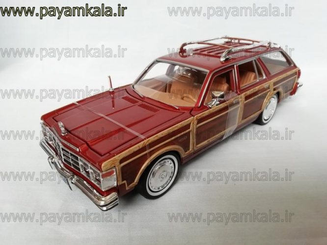 ماشین فلزی کرایسلر لبارون 1:24 (CHRYSLER LEBARON TOWN & COUNTRY BY MOTORMAX 1979) قهوه ای