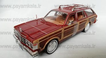 ماشین فلزی کرایسلر لبارون 1:24 (CHRYSLER LEBARON TOWN & COUNTRY BY MOTORMAX 1979) قهوه ای