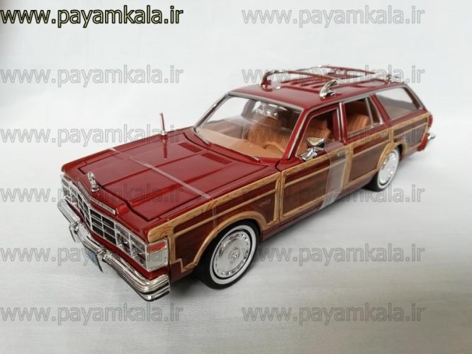 ماشین فلزی کرایسلر لبارون 1:24 (CHRYSLER LEBARON TOWN & COUNTRY BY MOTORMAX 1979) قهوه ای