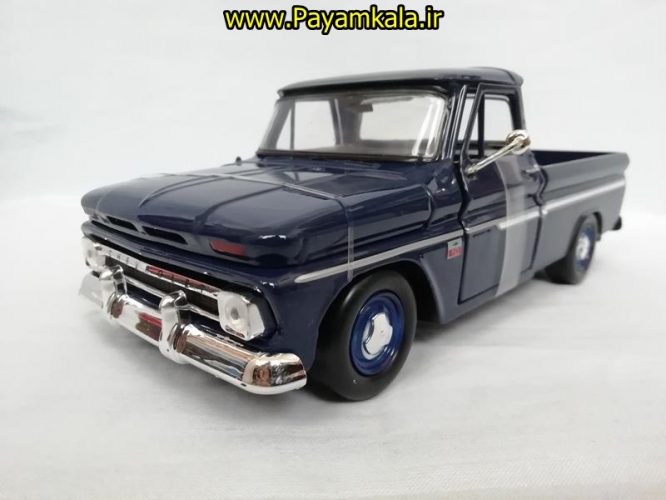 ماشین فلزی وانت شورلت (1:24)(CHEVY PICKUP FLEETSIDE 1966) سرمه ای