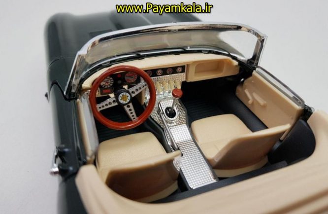 ماشین فلزی جگوار (1:18) (JAGUAR E-TYPE CABRIOLET BY BURAGO) سبز تیره