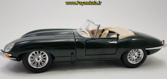 ماشین فلزی جگوار (1:18) (JAGUAR E-TYPE CABRIOLET BY BURAGO) سبز تیره