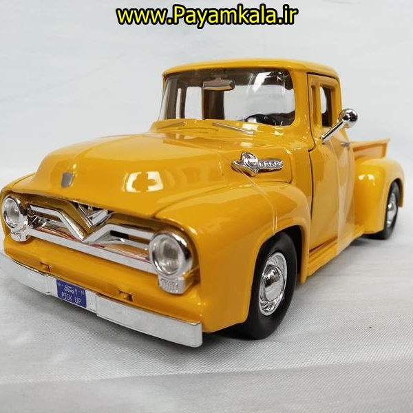 ماشین فلزی وانت فورد(1:24)(PICKUP F-100 FORD 1955) زرد