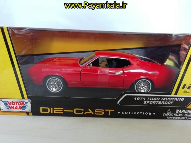 ماشین فلزی فورد موستانگ (1:24) (FORD MUSTANG SPORTSROOF 1971 MOTORMAX) قرمز