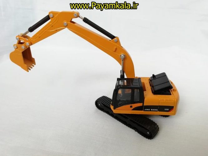 ماکت فلزی بیل مکانیکی (ECCAVATOR BY JING BANG 1:60) جعبه دار زرد