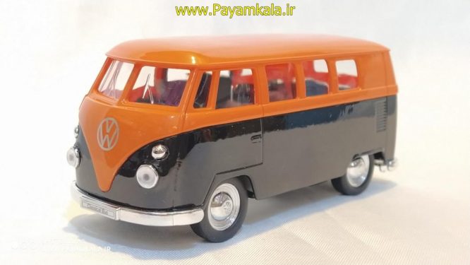 فولکس استیشن (VOLKSWAGEN T1 BUS 1963 BY WELLY ) (1:32) مشکی-نارنجی