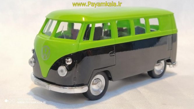 فولکس استیشن (VOLKSWAGEN T1 BUS 1963 BY WELLY ) (1:32) مشکی-سبزفسفوری