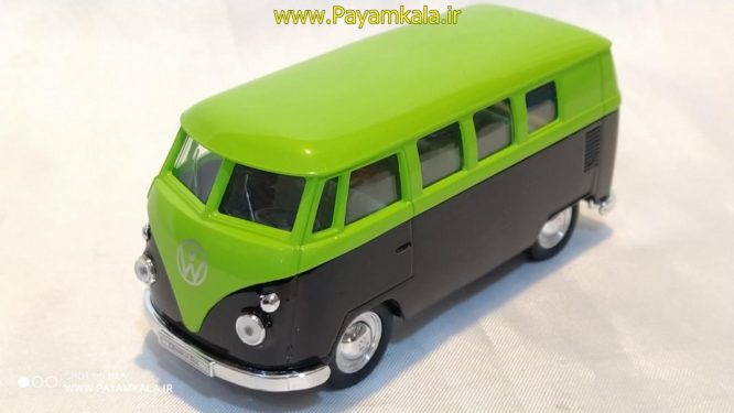 فولکس استیشن (VOLKSWAGEN T1 BUS 1963 BY WELLY ) (1:32) مشکی-سبزفسفوری