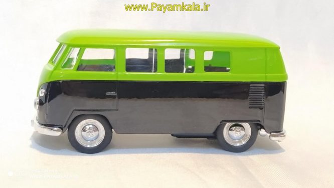 فولکس استیشن (VOLKSWAGEN T1 BUS 1963 BY WELLY ) (1:32) مشکی-سبزفسفوری