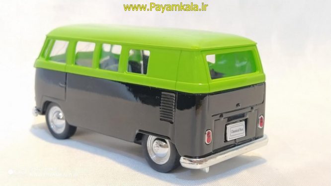 فولکس استیشن (VOLKSWAGEN T1 BUS 1963 BY WELLY ) (1:32) مشکی-سبزفسفوری