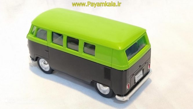 فولکس استیشن (VOLKSWAGEN T1 BUS 1963 BY WELLY ) (1:32) مشکی-سبزفسفوری