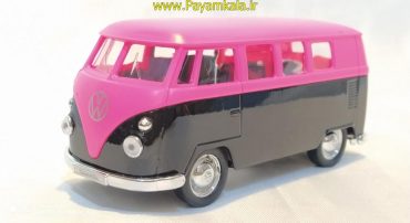 فولکس استیشن (VOLKSWAGEN T1 BUS 1963 BY WELLY) مشکی-صورتی (1:32)