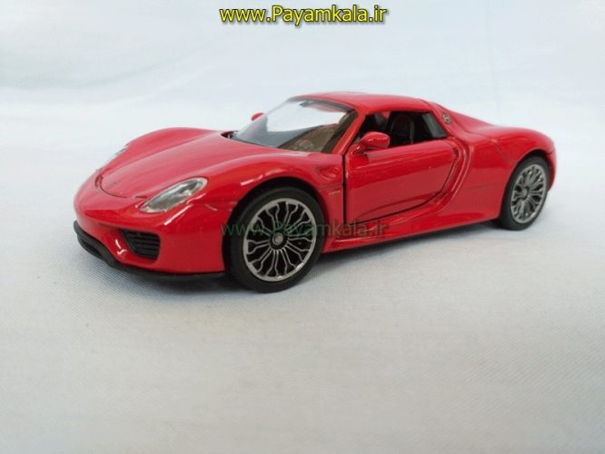 ماشین اسباب بازی پورشه (PORSCHE 918 SPYDER BY WELLY) قرمز