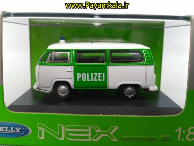 ماکت مینیاتوری فولکس (1:87)(VOLKSWAGEN BUS T2 1972 BY WELLY) پلیس