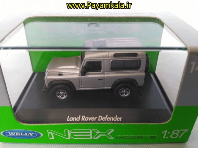 ماکت مینیاتوری لندرور دیفندر (Land Rover Defender BY WELLY)(1:87) نقره ای