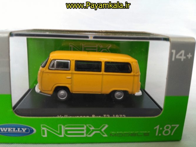 ماکت مینیاتوری فولکس (1:87)(VOLKSWAGEN BUS T2 1972 BY WELLY) زرد