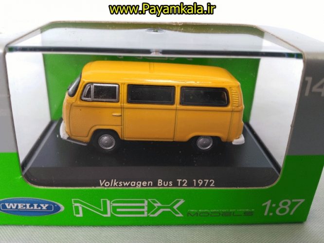 ماکت مینیاتوری فولکس (1:87)(VOLKSWAGEN BUS T2 1972 BY WELLY) زرد