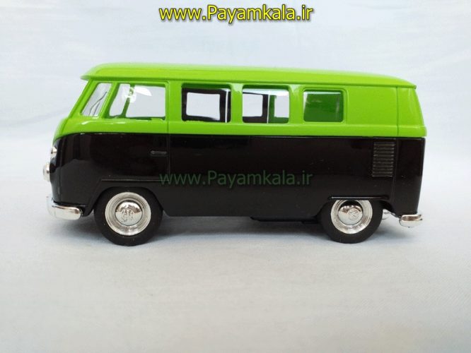 فولکس استیشن (VOLKSWAGEN T1 BUS 1963 BY WELLY) مشکی-سبز روشن (1:32)