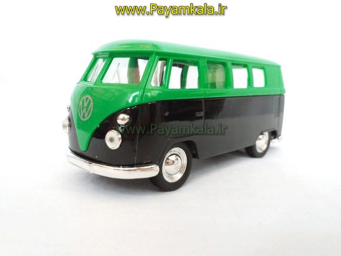 فولکس استیشن (VOLKSWAGEN T1 BUS 1963 BY WELLY) مشکی-سبز تیره (1:32)