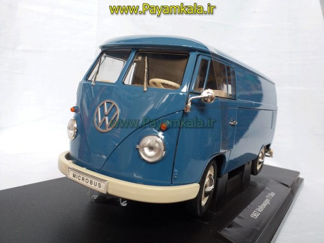 ماکت فولکس استیشن بزرگ (1:18) (VOLKSWAGEN T1 BUS BY WELLY) آبی