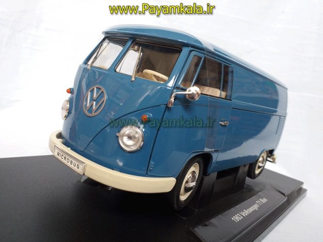 ماکت فولکس استیشن بزرگ (1:18) (VOLKSWAGEN T1 BUS BY WELLY) آبی