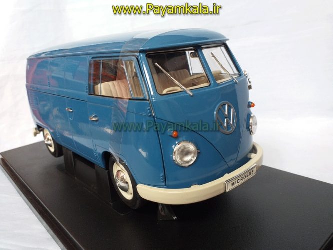 ماکت فولکس استیشن بزرگ (1:18) (VOLKSWAGEN T1 BUS BY WELLY) آبی