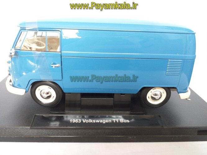 ماکت فولکس استیشن بزرگ (1:18) (VOLKSWAGEN T1 BUS BY WELLY) آبی