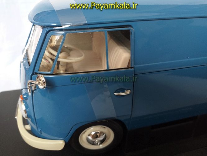 ماکت فولکس استیشن بزرگ (1:18) (VOLKSWAGEN T1 BUS BY WELLY) آبی