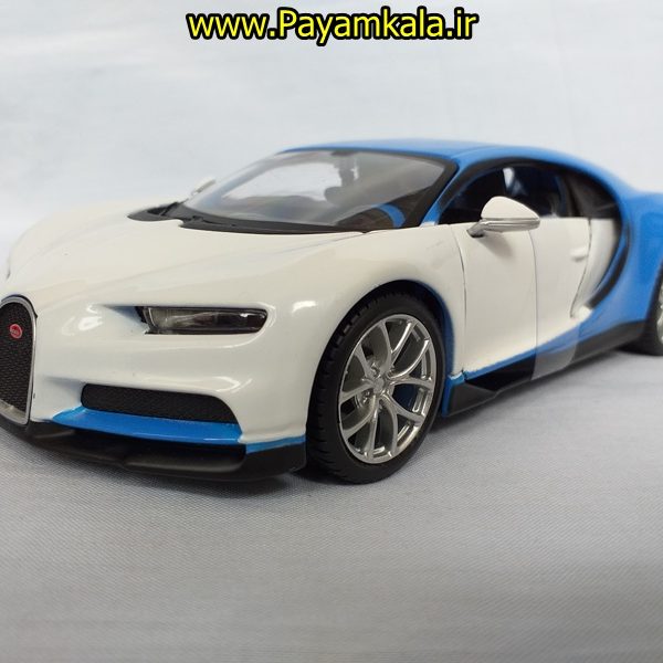 ماکت ماشین فلزی بوگاتی شیرون بزرگ (1:24)( BUGATTI CHIRON BY Maisto) آبی سفید