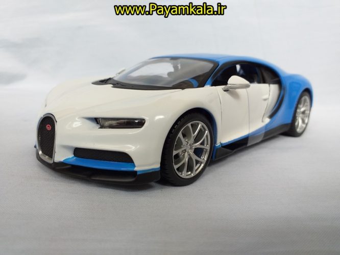 ماکت ماشین فلزی بوگاتی شیرون بزرگ (1:24)( BUGATTI CHIRON BY Maisto) آبی سفید