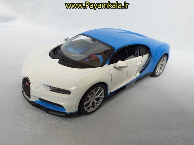 ماکت ماشین فلزی بوگاتی شیرون بزرگ (1:24)( BUGATTI CHIRON BY Maisto) آبی سفید