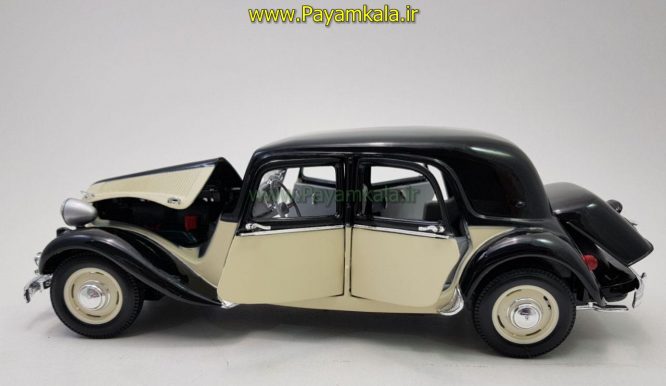 ماشین فلزی سیتروئن بزرگ (Citroen 15CV 6 Cyle 1952 Maisto) (1:18) مشکی سفید