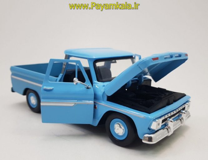 ماشین بازی شورلت وانت (1:24) (CHEVY C10 FLEETSIDE PICKUP 1966 BY MOTORMAX) آبی