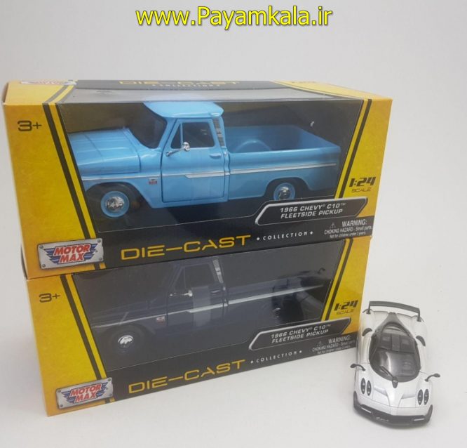 ماشین بازی شورلت وانت (1:24) (CHEVY C10 FLEETSIDE PICKUP 1966 BY MOTORMAX) آبی