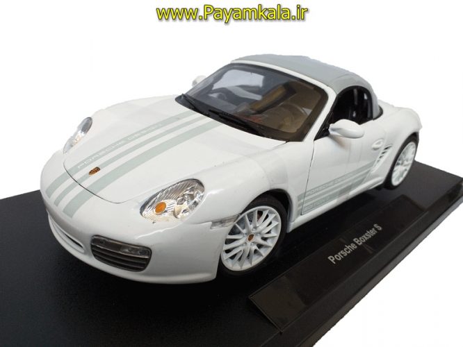 ماشین فلزی پورشه بزرگ (1:18)(PORSCHE BOXSTER S BY WELLY) سفید