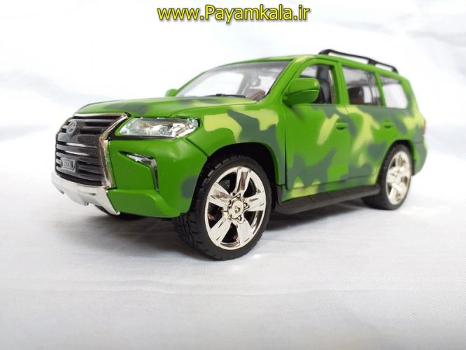 ماشین بازی لکسوس ارتشی (LEXUS LX570) بزرگ چراغدار-موزیکال 1/24 سبز