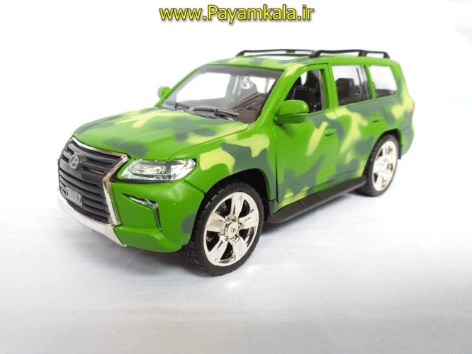 ماشین بازی لکسوس ارتشی (LEXUS LX570) بزرگ چراغدار-موزیکال 1/24 سبز