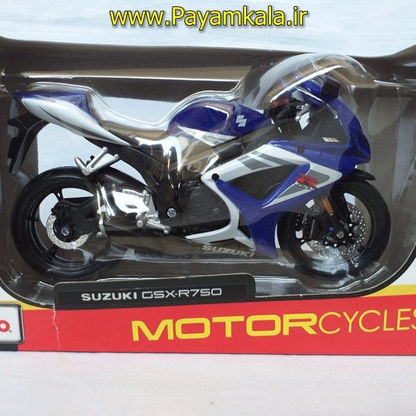 (سایز بزرگ) ماکت فلزی موتورسیکلت سوزوکی (SUZUKI GSX-R750 BY MAISTO)(1/12)