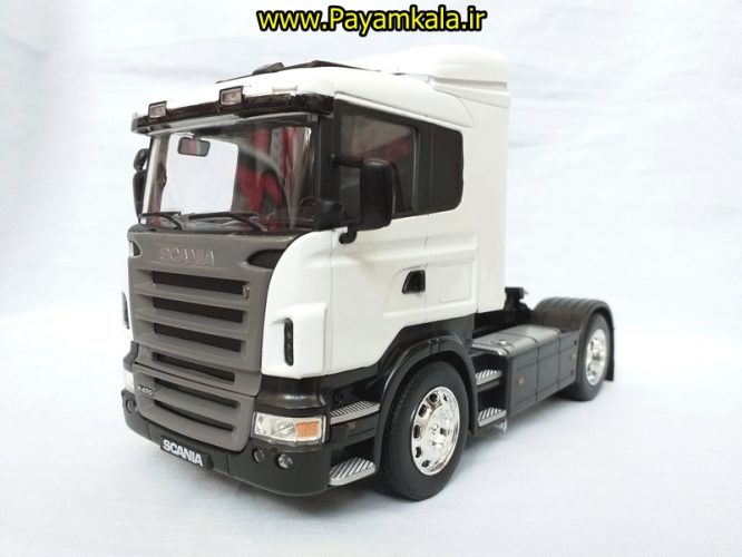 (بدون جعبه) ماکت تریلی اسکانیا (SCANIA R470) بزرگ 1:32ساخت WELLY (رنگ سفید)