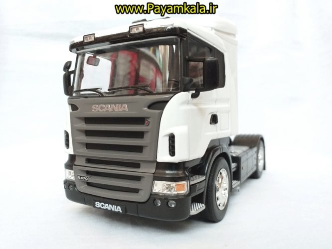 (بدون جعبه) ماکت تریلی اسکانیا (SCANIA R470) بزرگ 1:32ساخت WELLY (رنگ سفید)