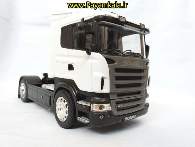 (بدون جعبه) ماکت تریلی اسکانیا (SCANIA R470) بزرگ 1:32ساخت WELLY (رنگ سفید)