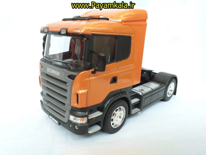 (بدون جعبه) ماکت تریلی اسکانیا (SCANIA R470) بزرگ 1:32ساخت WELLY (رنگ مسی)